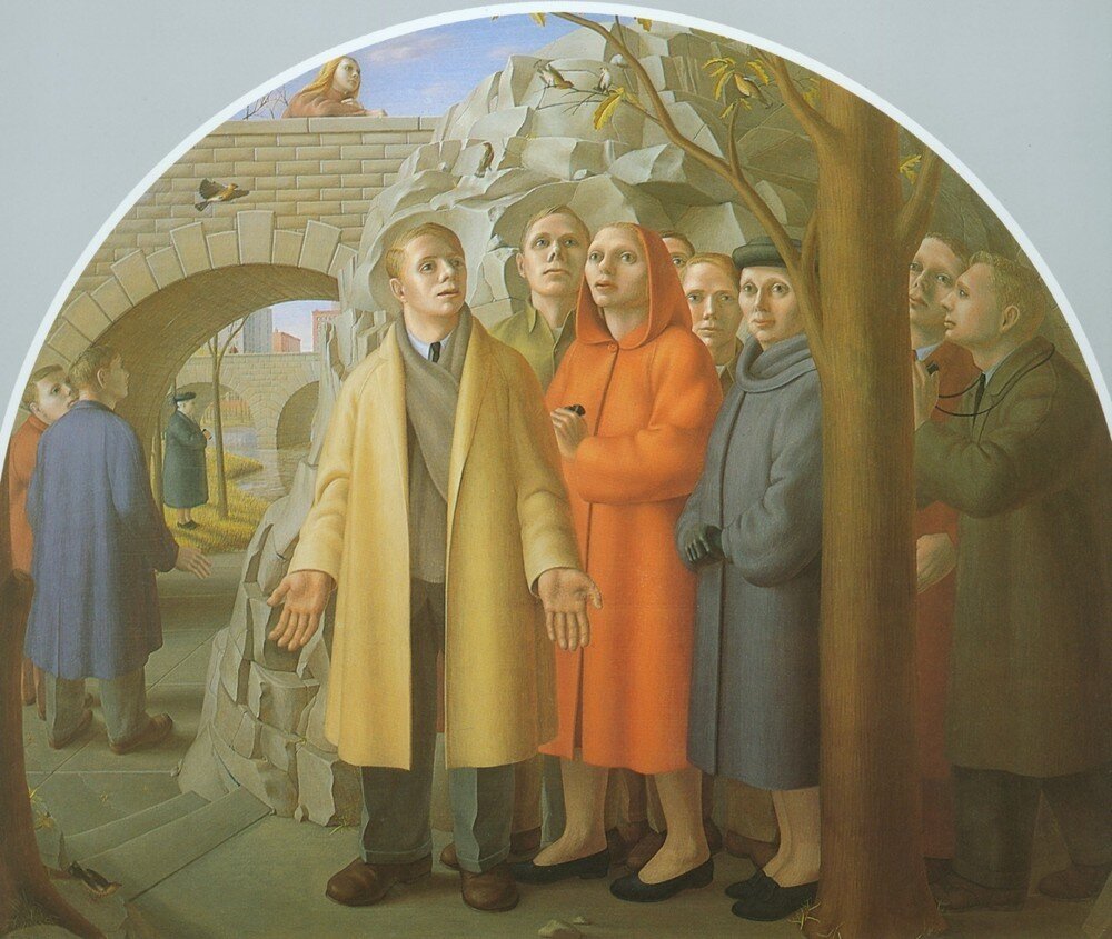 Джордж Тукер (George Tooker). Наблюдающие птицу, 1948