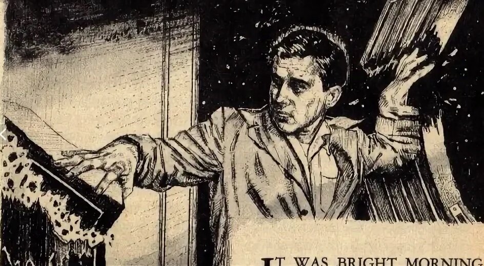 Иллюстрация к первому изданию рассказа "Бюро корректировки", 1954 г.