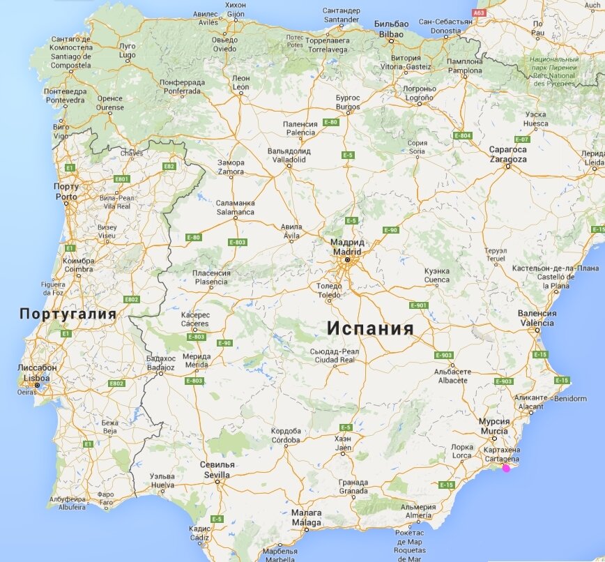Карта юга испании с городами на русском