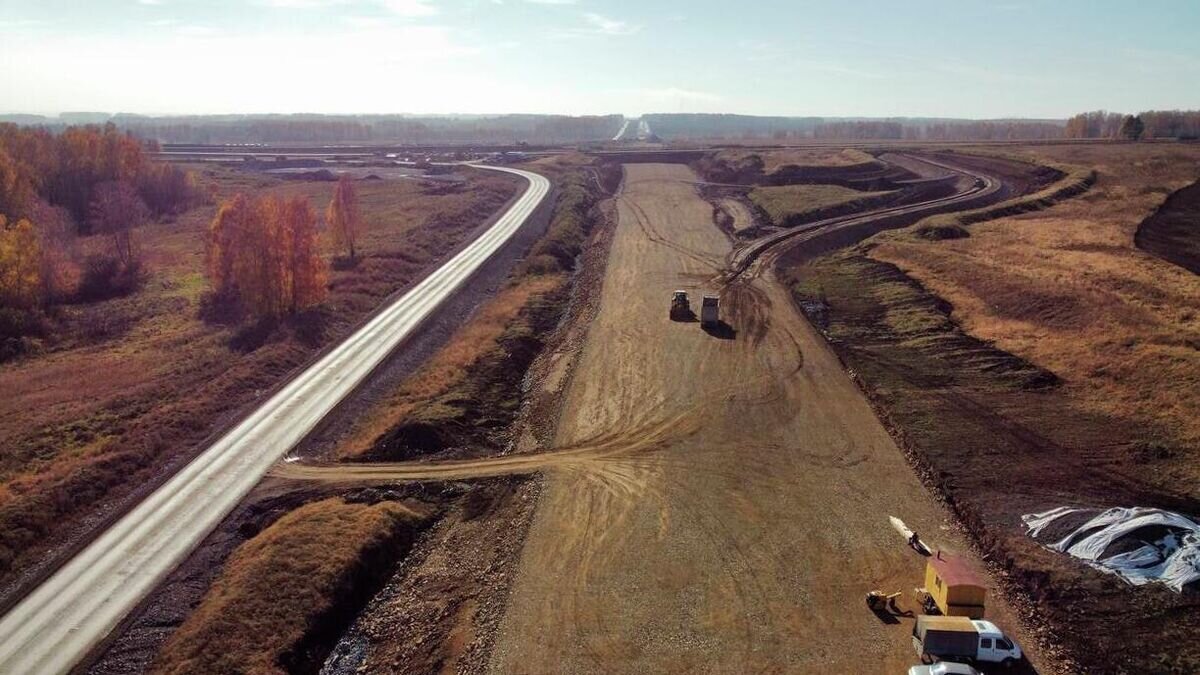    Строительство северо-западного обхода Кемерова © Фото : пресс-служба правительства Кузбасса просит поставить фото к новости