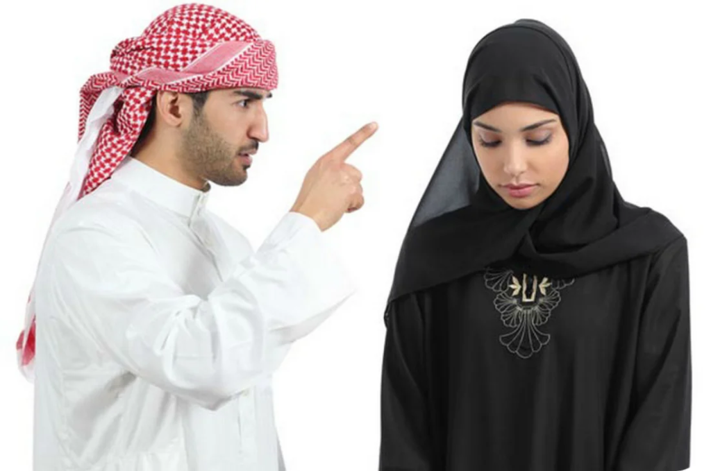 Мусульманские жены. Араб и арабка. Мужчина в хиджабе.