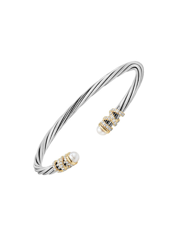 Браслет David Yurman Helena из серебра и желтого золота с бриллиантами и жемчугом