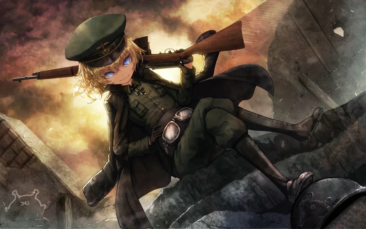 Хроники девочки. Youjo Senki Таня Дегуршаф. Таня Дегуршафф с винтовкой. Таня Дегуршафф арты. Майор Дегуршав аниме.