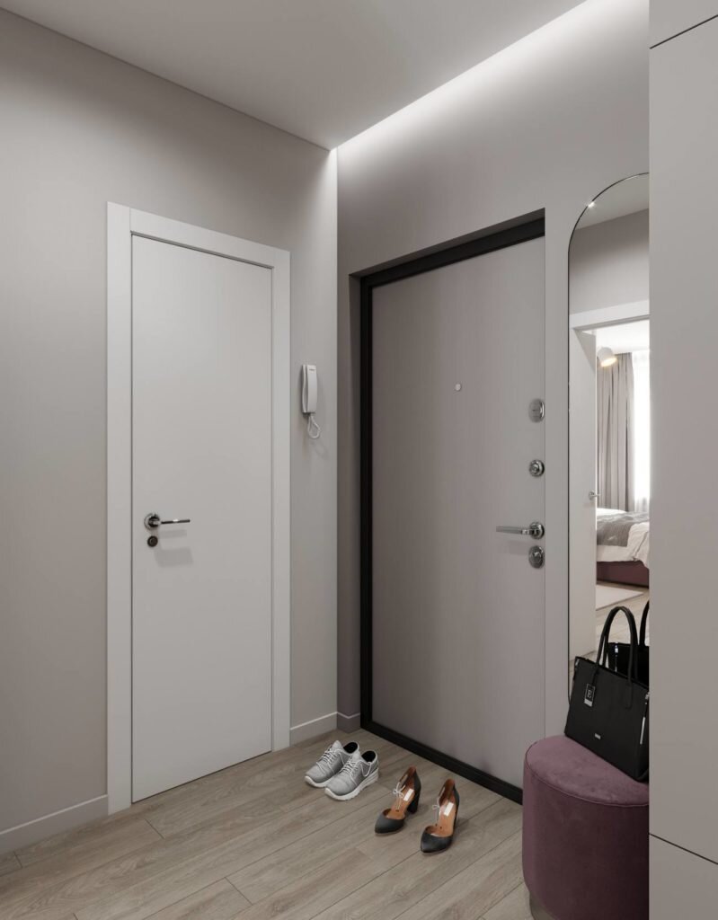 Нейтральные цвета и мягкие акценты. Со вкусом оформленная квартира 40 кв.м.