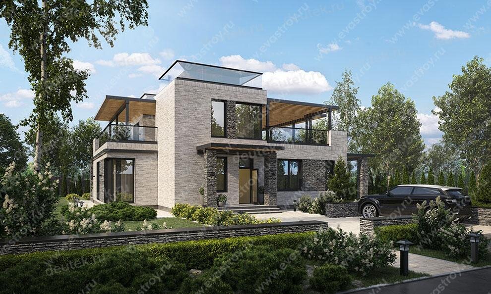 Проект трехэтажного дома 352 м2 с террасой на третьем этаже - LK-33