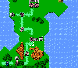 Карта мира в Fire Emblem Gaiden. По тропинкам между городами герой может передвигаться в любую сторону.