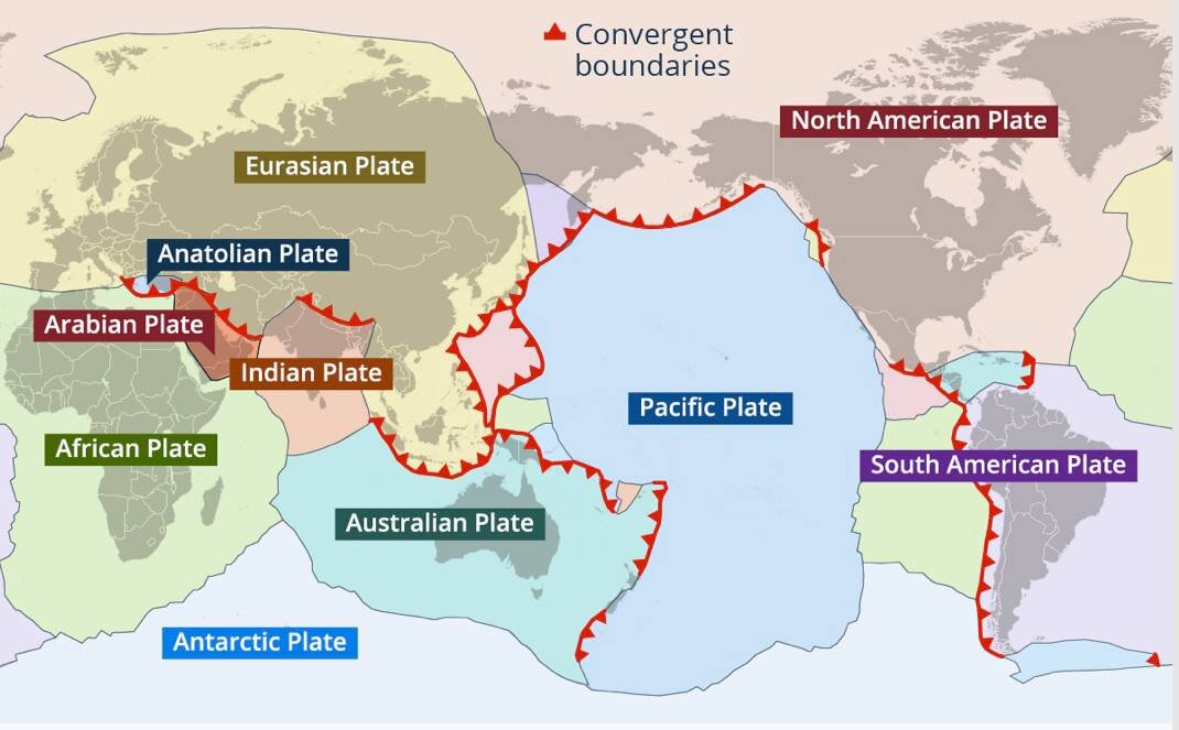 Карта тектонических плит и разломов земли