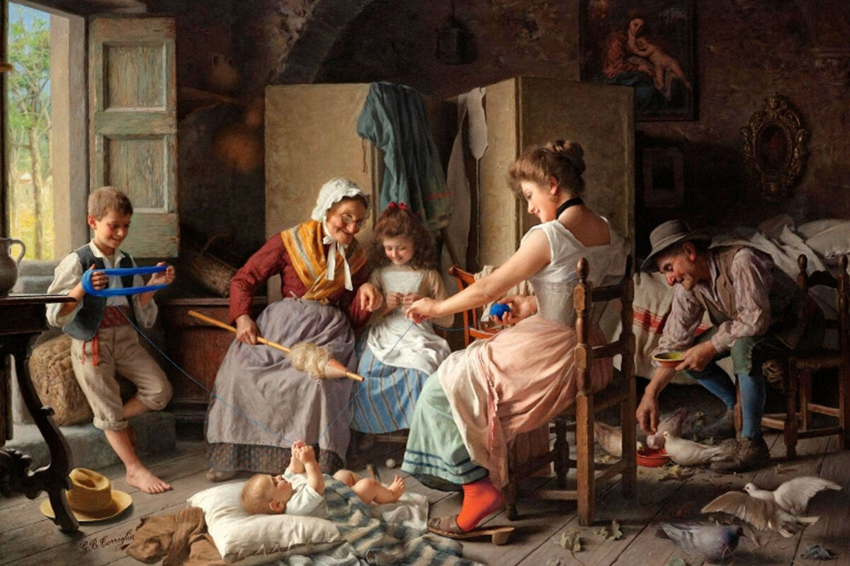 Семья за рукоделием. Кадр из сети Интернет