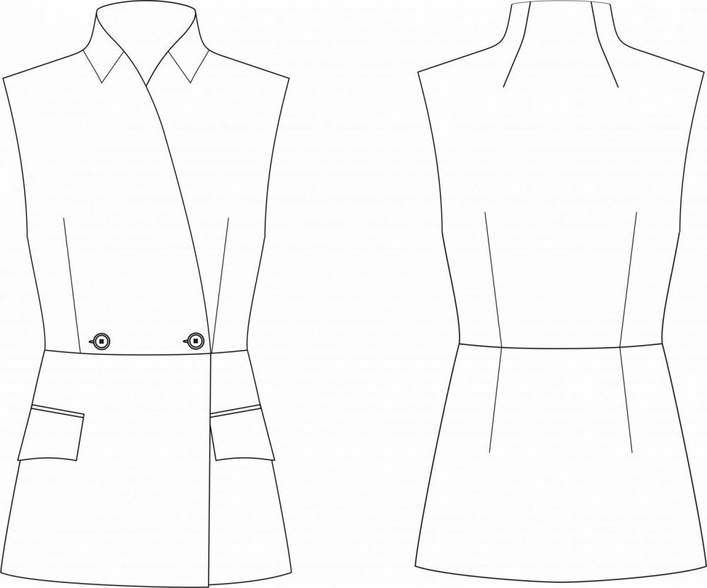 Технический рисунок жилета "Марлен" с сайта Выкройки-легко