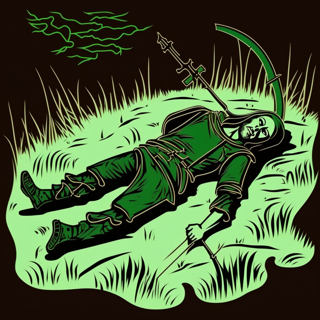 Павший богатырь. Иллюстрация созданная нейросетью. 