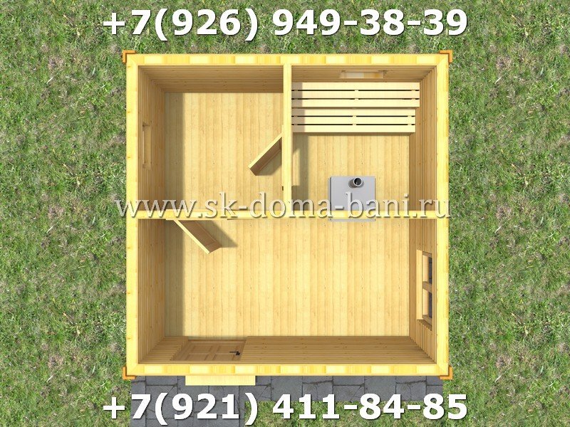 Проект Б-2 4х4 м баня из профилированного бруса