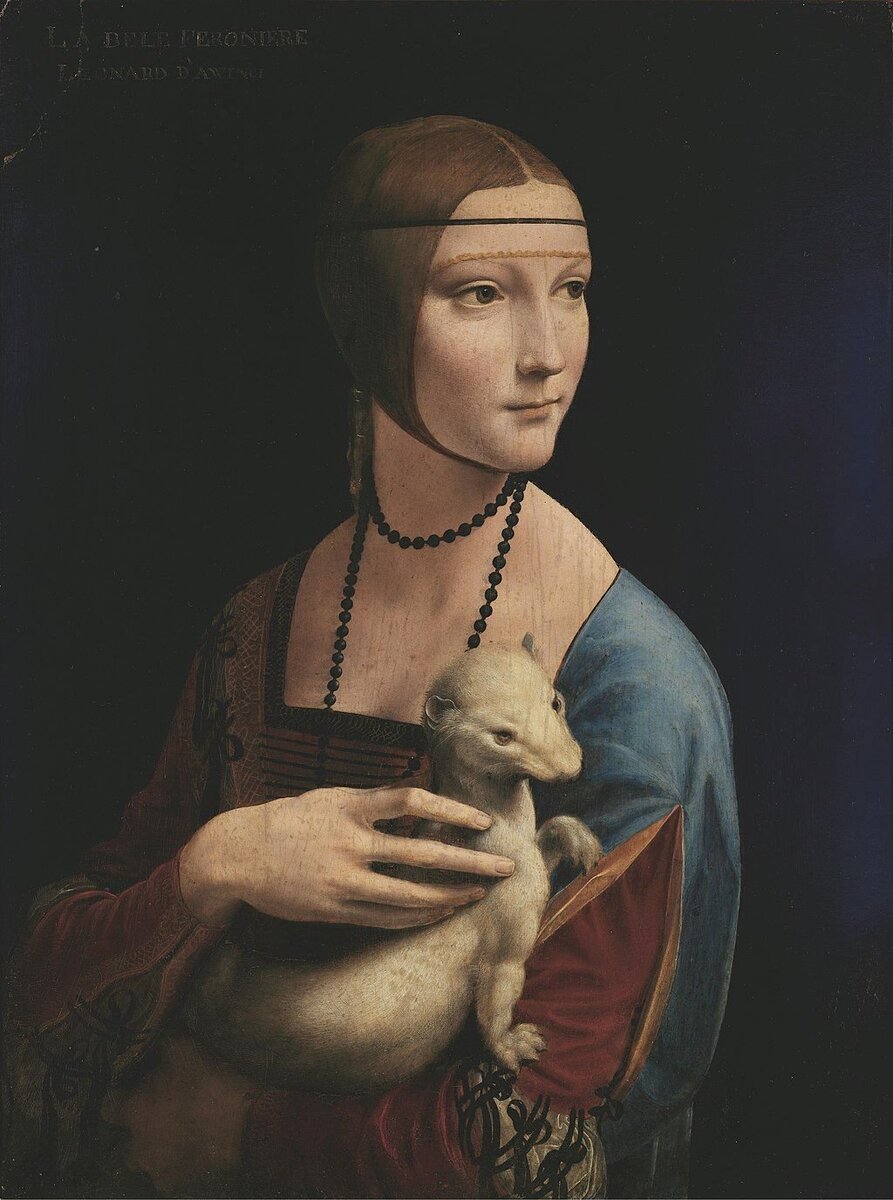      Леонардо да Винчи,Портрет Сесилии Галлерани ("Дама с горностаем"), 1489-1491, Музей Чарторыйского, Краков, Польша