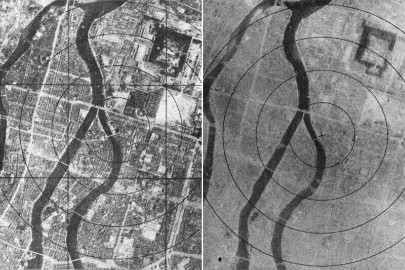 Хиросима до и после бомбардировки
