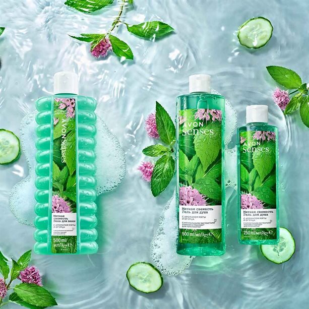 Серия Avon SENSES "Мятная свежесть" (пена для ванн и гели для душа)