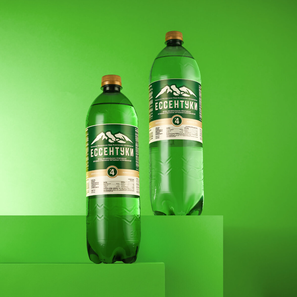 Минеральная вода «Ессентуки» в обновленном дизайне ПЭТ-бутылок.