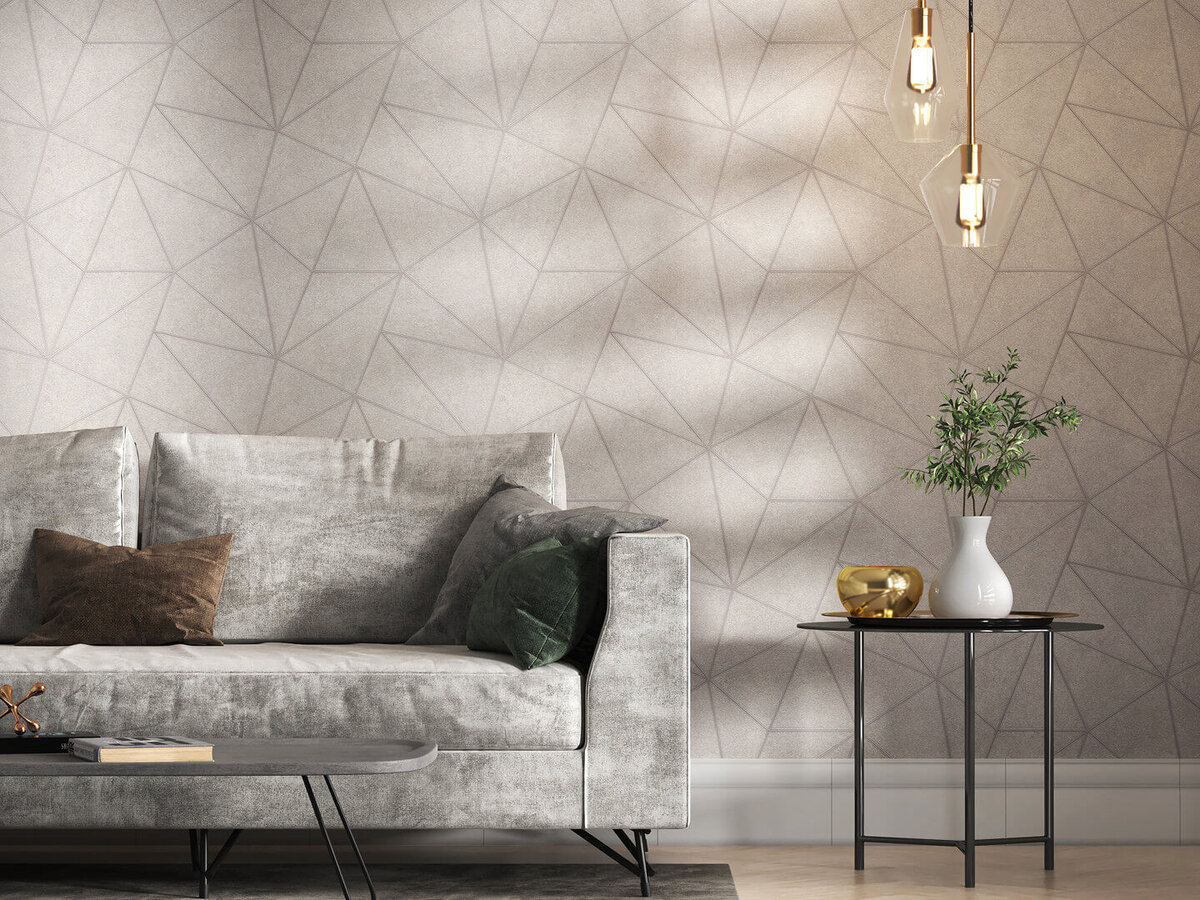 Обои Кутюр от KERAMA MARAZZI. Интерьер гостиной с применением мотива.