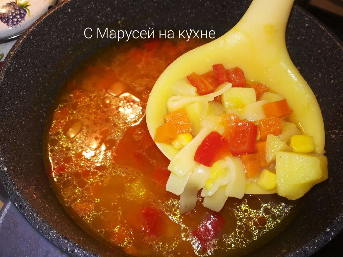 Постный суп с кукурузой, овощами и лапшой. | С Марусей на кухне | Дзен