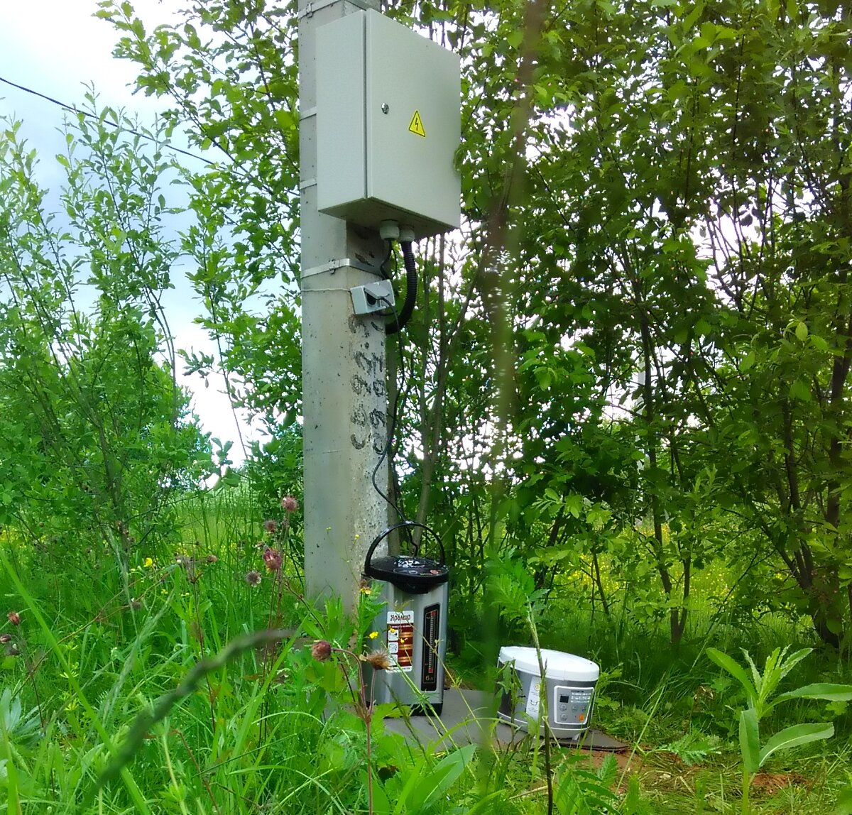 Пока не завёл электричество в дом, готовил еду на коленке. Моё фото.