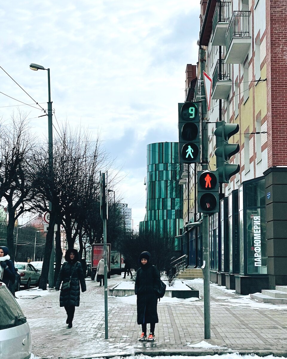 Калининград. Мы так и не поняли почему два пешеходных светофора, и как определить, по какому можно переходить дорогу🤣