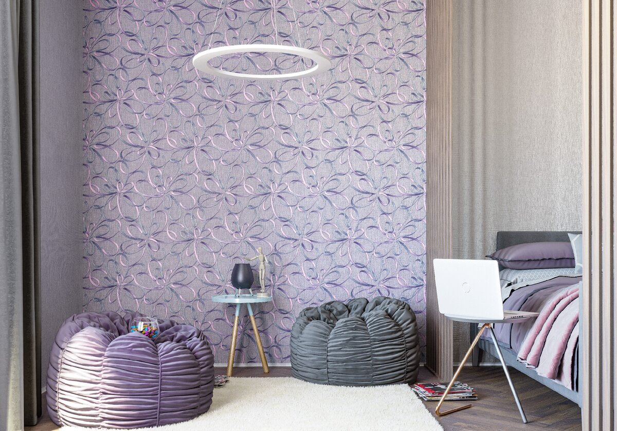 Особенность обоев Sydney от бренда PALITRA - узор в виде сияющих ленточек - как на праздник. 