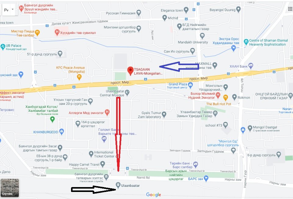 Улан-Батор, скрин карты