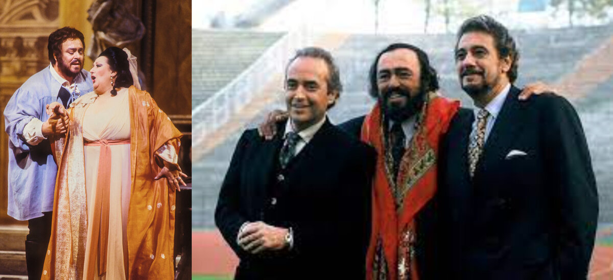 Лучано Паваротти с коллегами по сцене.