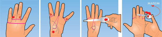 Как стрелять резинкой с пальца схема