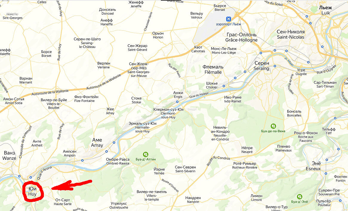 Городок Юи на карте