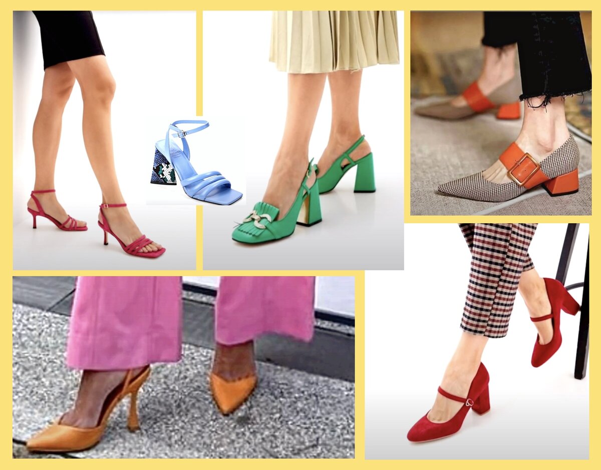 Сандалии, босоножки и туфли на лето 2022, сандалии. Цвет, текстура, форма.