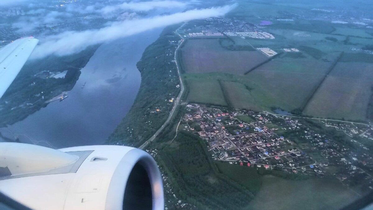 Вид с самолёта ночью Нижний Новгород