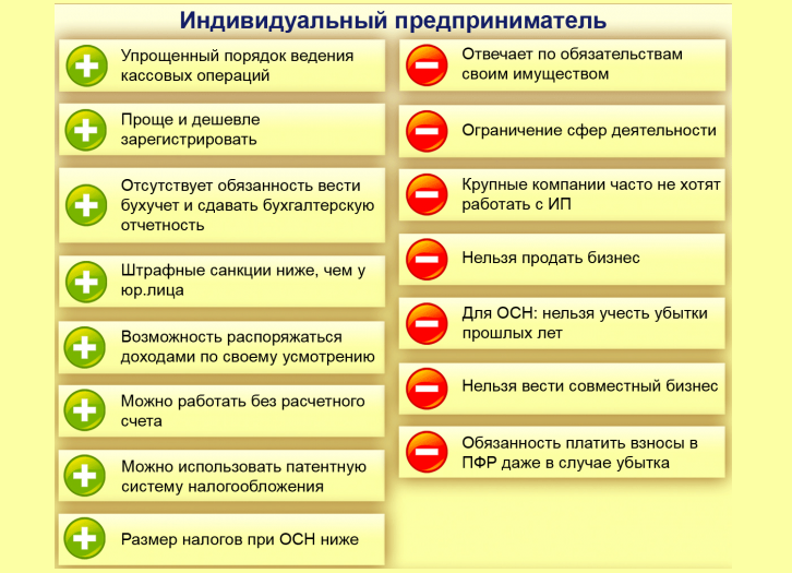 Выберите правильный ответ предпринимательство. Индивидуальный предприниматель плюсы и минусы. Плюсы и минусы ИП. Плюсы индивидуального предпринимательства. Индивидуальное предприятие плюсы и минусы.