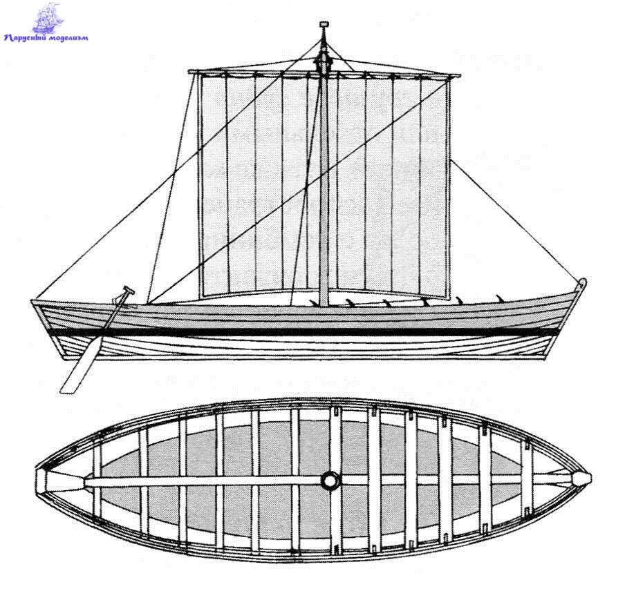Норвежское промысловое беспалубное судно построенное по образцу судов викингов