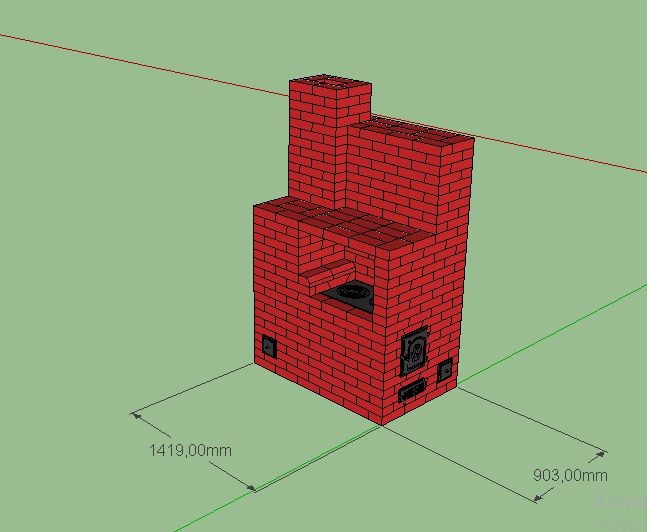 Линейные размеры печи.