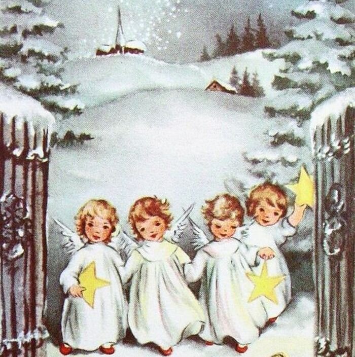 Рождественская открытка начала ХХ века. Фото: pinterest.com.