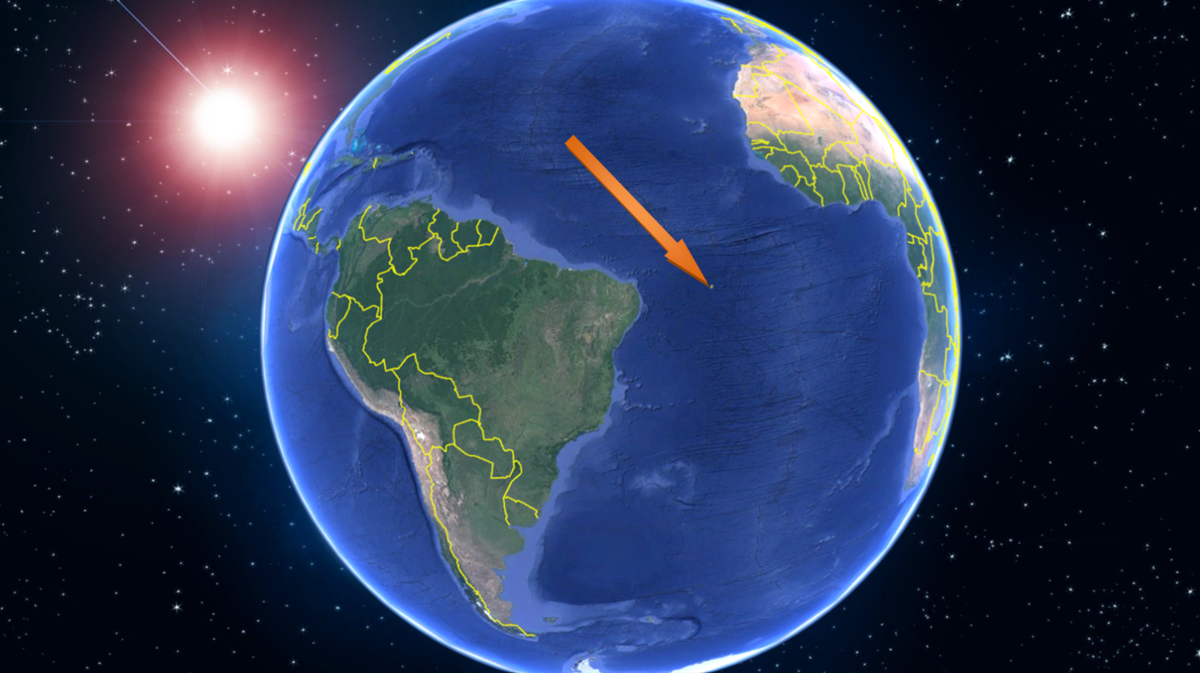 Стрелкой отмечено точное место, где покоится корабль.