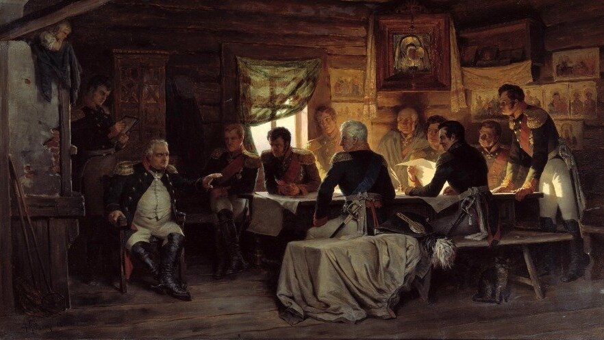 Картина «Военный совет в Филях». А. Д. Кившенко, 1880 г.