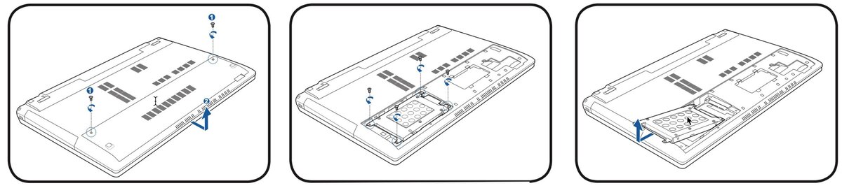 Извлечение жесткого диска из ноутбука
