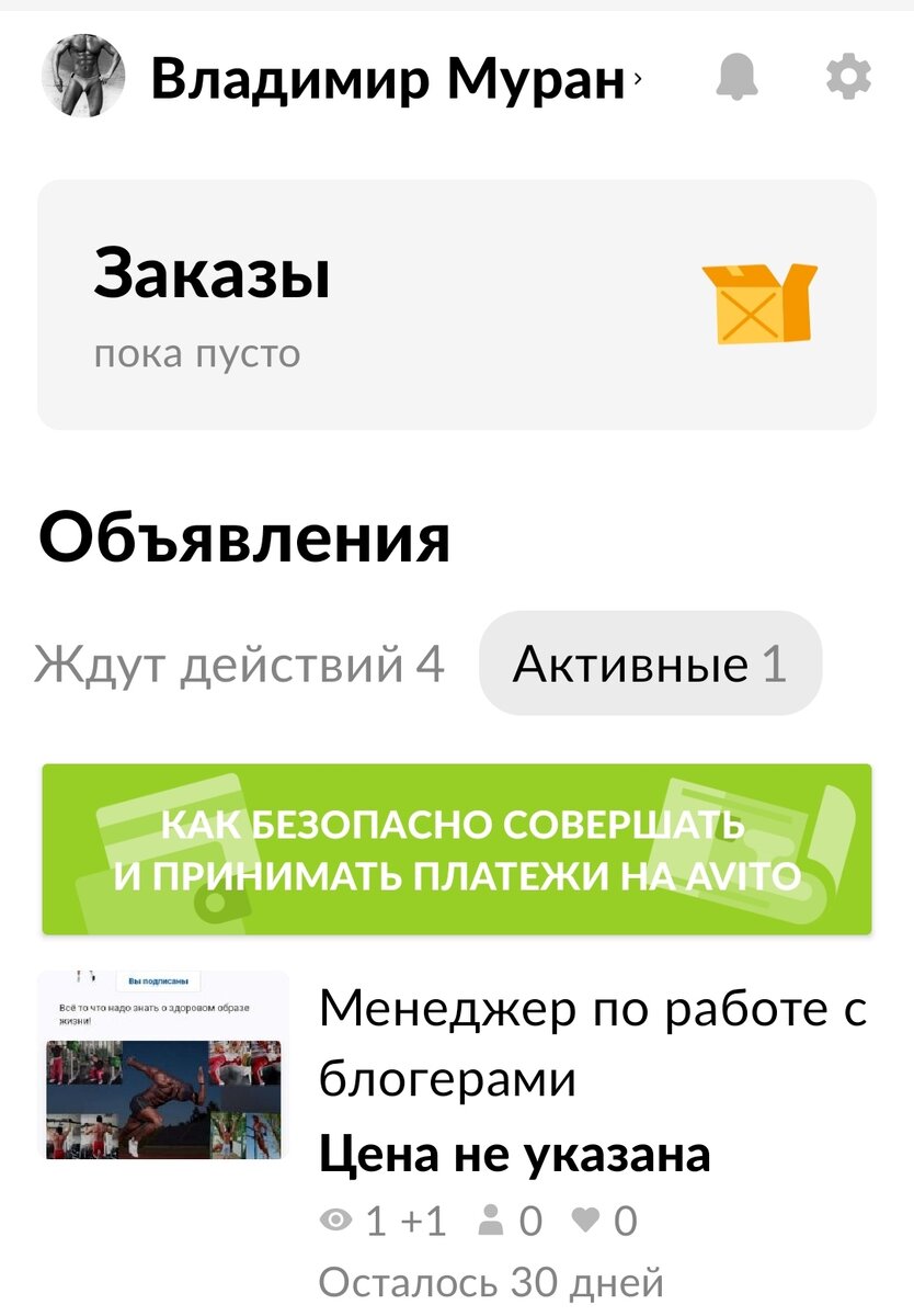 Скриншот объявления автора с Авито