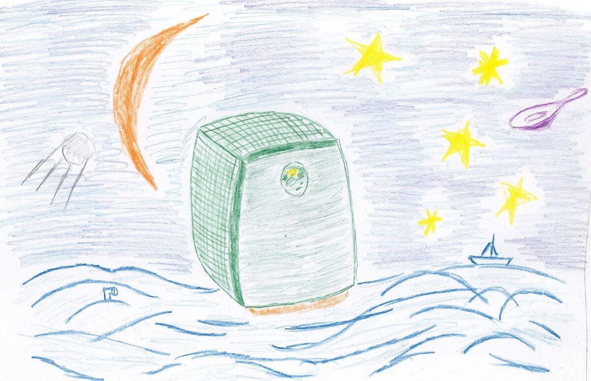 Мойка воздуха, плывущая куда-то ночью. У меня была такая же, только чёрная.