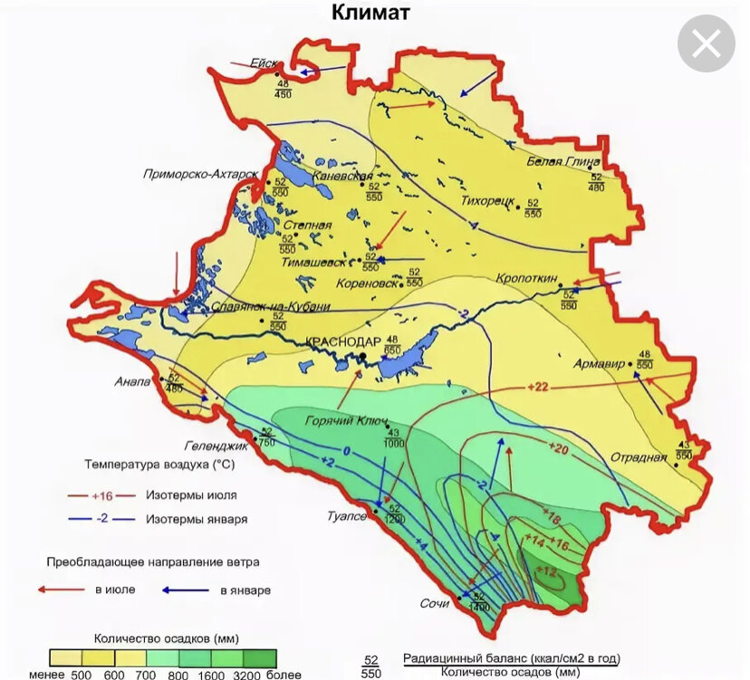 Карта краснодарского и ставропольского