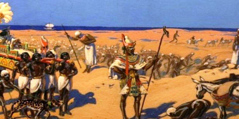 Строительство канала "Нил - Красное море" Сенусертом III в представлении художника. Источник изображения: https://www.abc.es/