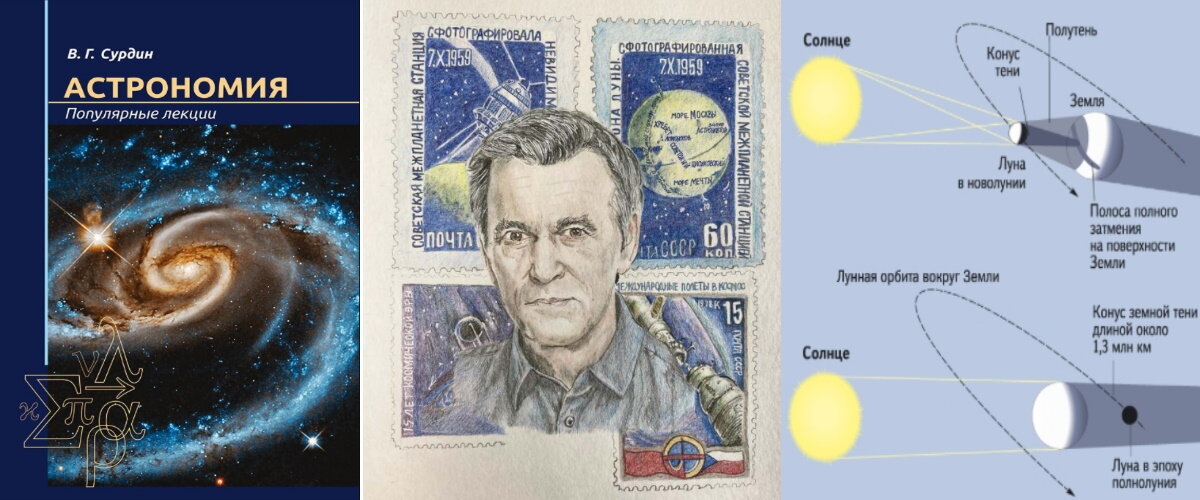 1. Обложка книги. 2. В. Г. Сурдин. 3. Затмение солнца