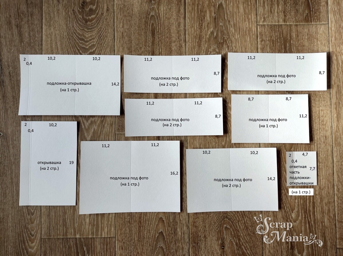 Размеры основ и деталей из ватмана и скрапбумаги ➡
