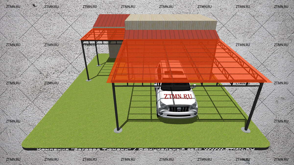 Прямой навес из поликарбоната размером 5,5х6 метров и набольшой навес над  крыльцом. | Загород Тюмени. Все о навесах из поликарбоната. | Дзен