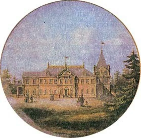 Изображение  дворца с тарелки из сервиза А.Н. Волконского