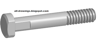 3D модель и чертеж болта с трапецеидальной резьбой к станочным пазам