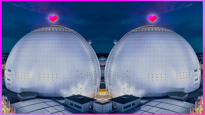Ericsson Globe Arena (коллаж автора, источник - instagram.com/p/CM4vTMbpFBs/)