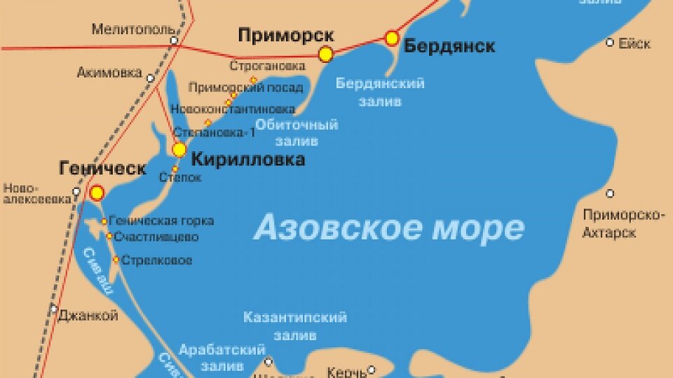 Карта побережья азовского моря с населенными пунктами