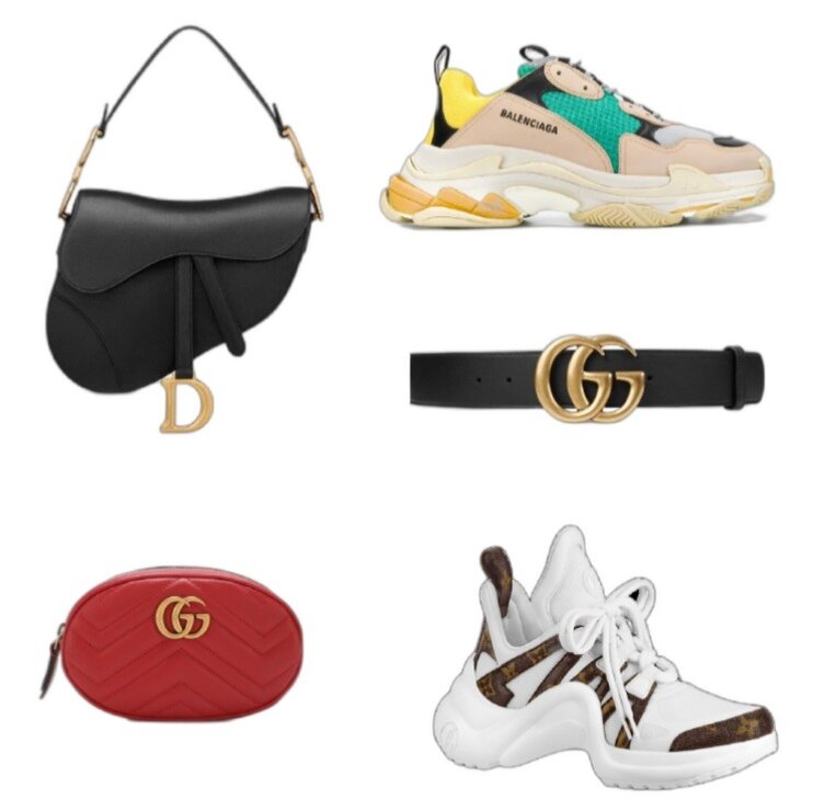 "Седло" Dior, Balenciaga Triple S, ремень Gucci, поясная сумка Gucci, кроссовки Louis Vuitton, причем помимо того факта, что надоели конкретно эти вещи, надоела и эта узнаваемая форма, которую скопировали многие масс-маркет бренды и Китайский рынок