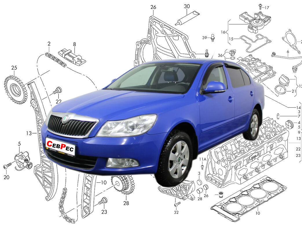 Ремонт двигателя автомобиля Skoda Octavia | Модификация: A5 | Годы выпуска:  2004-2013 | 2 поколение | Автомагазин СевРес Мурманск | Дзен